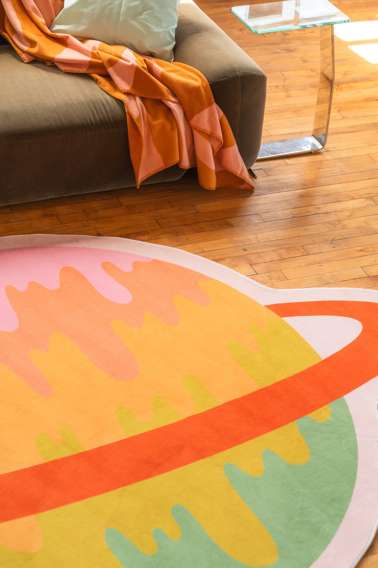 Melting Planet Colorful Rug by Darra Sargent