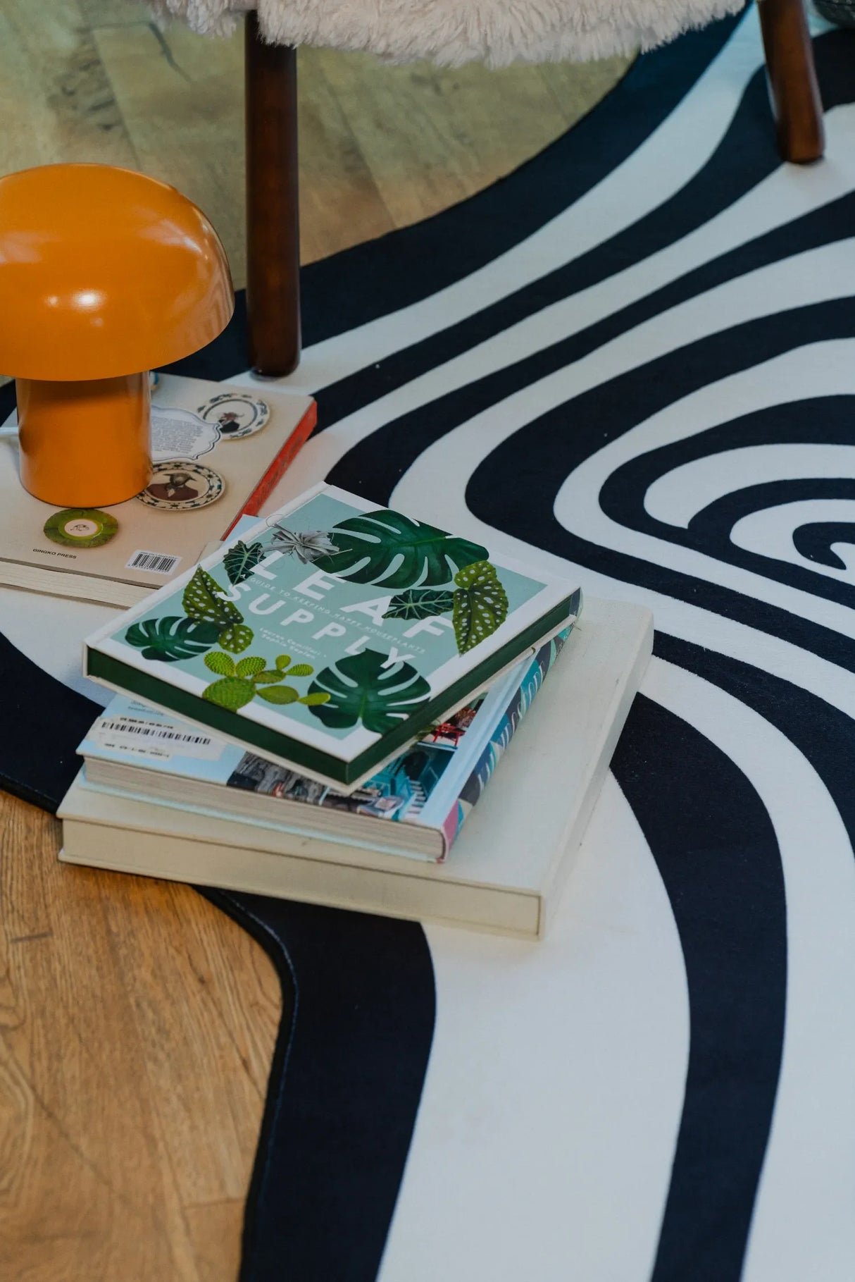 Black and White Vertigo Irregular Area Rug