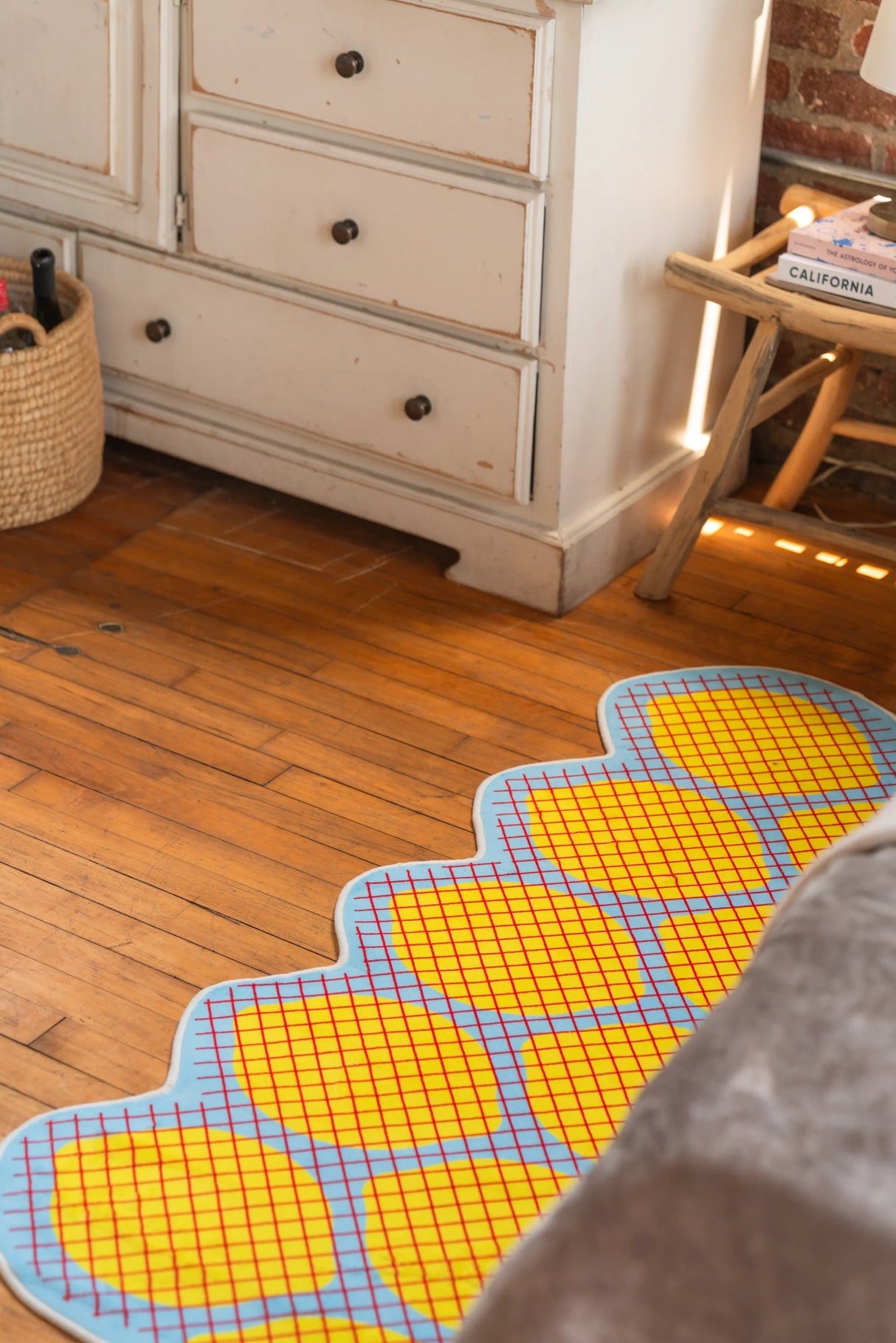 Yellow Grid Lemon Runner Rug by Johann Banta