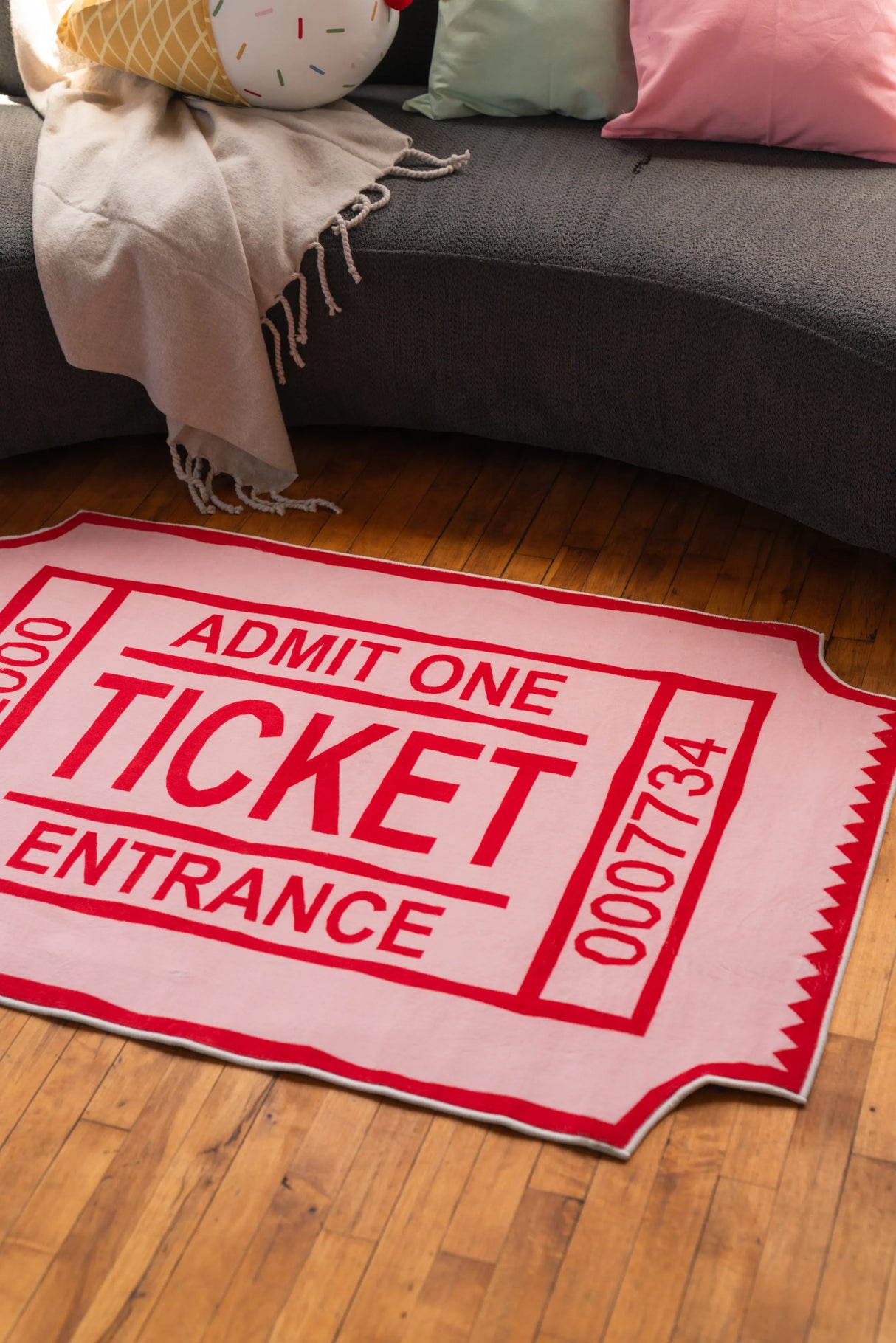 Red Ticket Abstract Rug by Elizabeth Bay