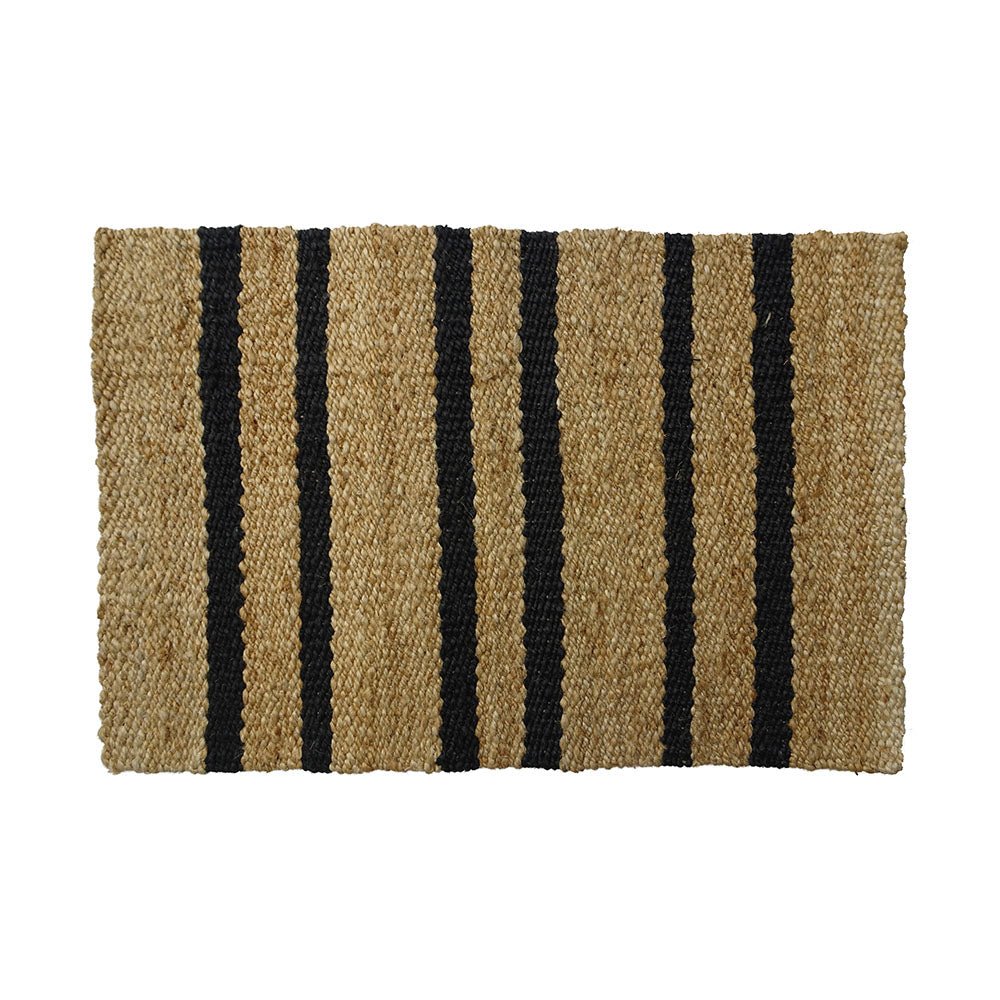 Natural and Black Striped Jute Rug