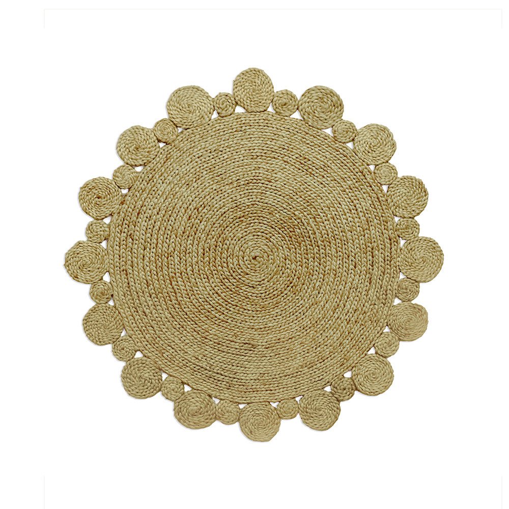 Natural Round Scalloped Jute Rug