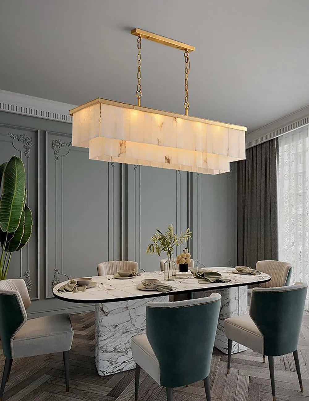 Rectangular Alabaster Chandelier