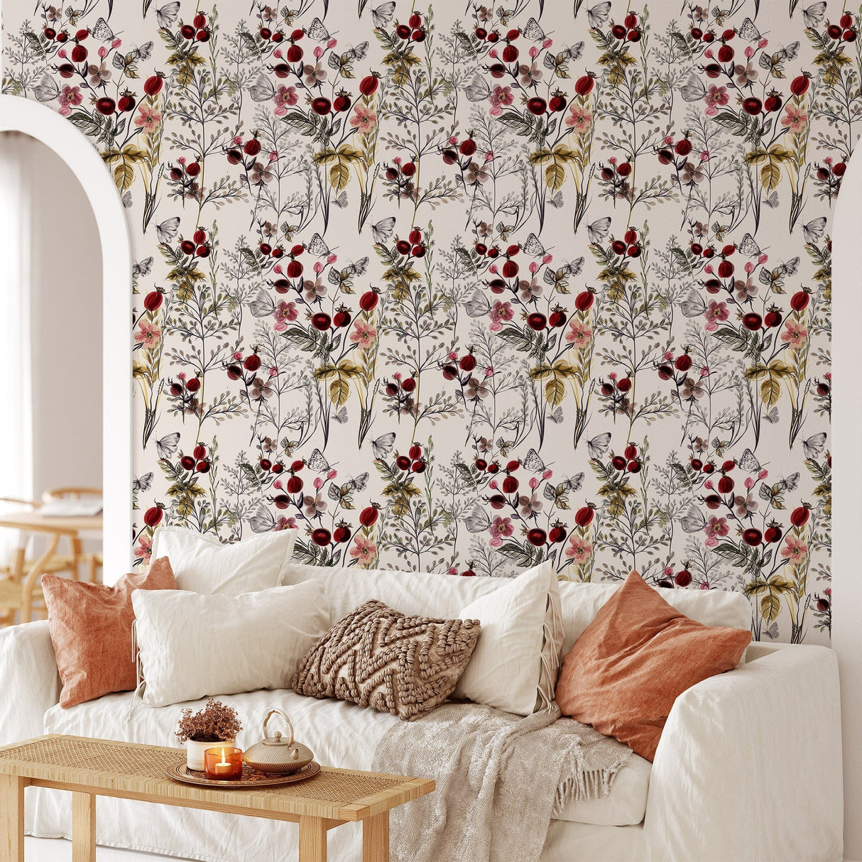 Red Flower Wallpaper - Rose Hip Wallpaper