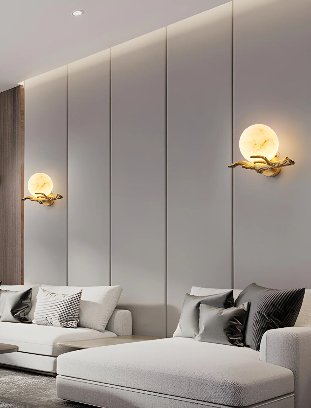 Retro Brass Twigs Alabaster Wall Lamp