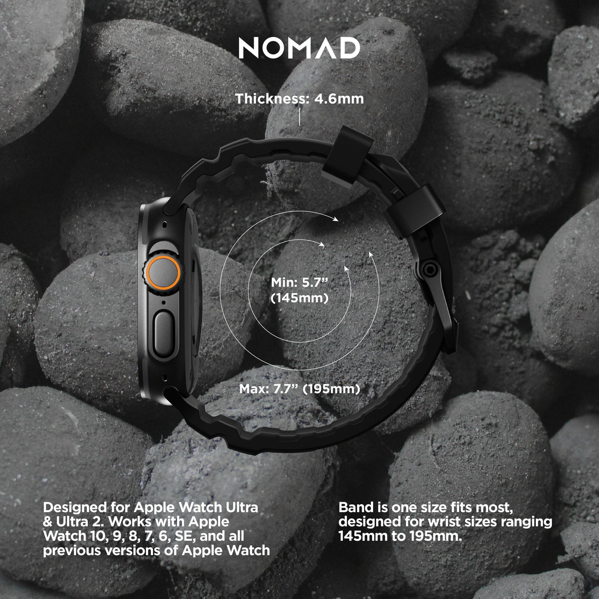 Rocky Point Band - 46mm/49mm | Carbon Black | Black Hardware