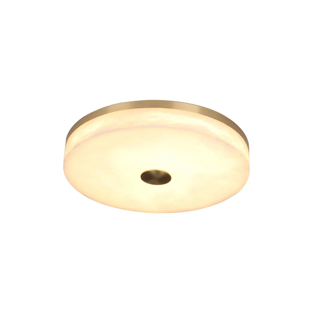 Round Alabaster Brass Ceiling Light