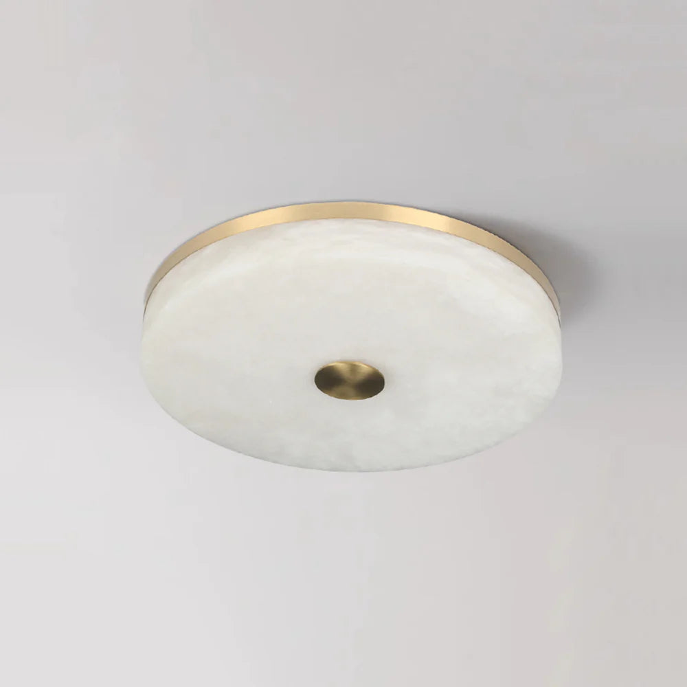 Round Alabaster Brass Ceiling Light