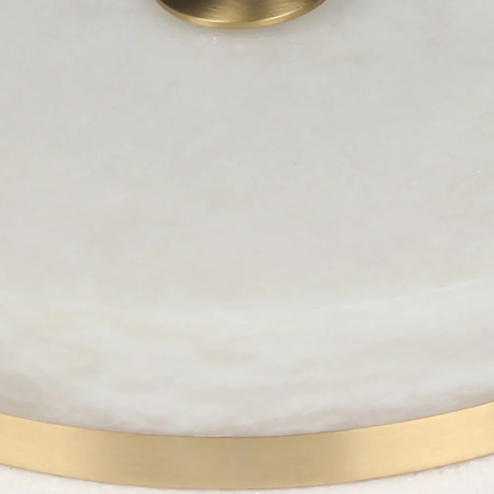 Round Alabaster Brass Ceiling Light