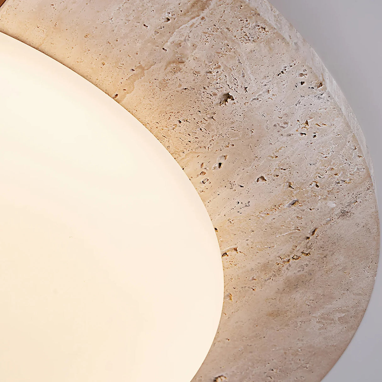 Round Eclipse Halo Travertine Ceiling Lamp