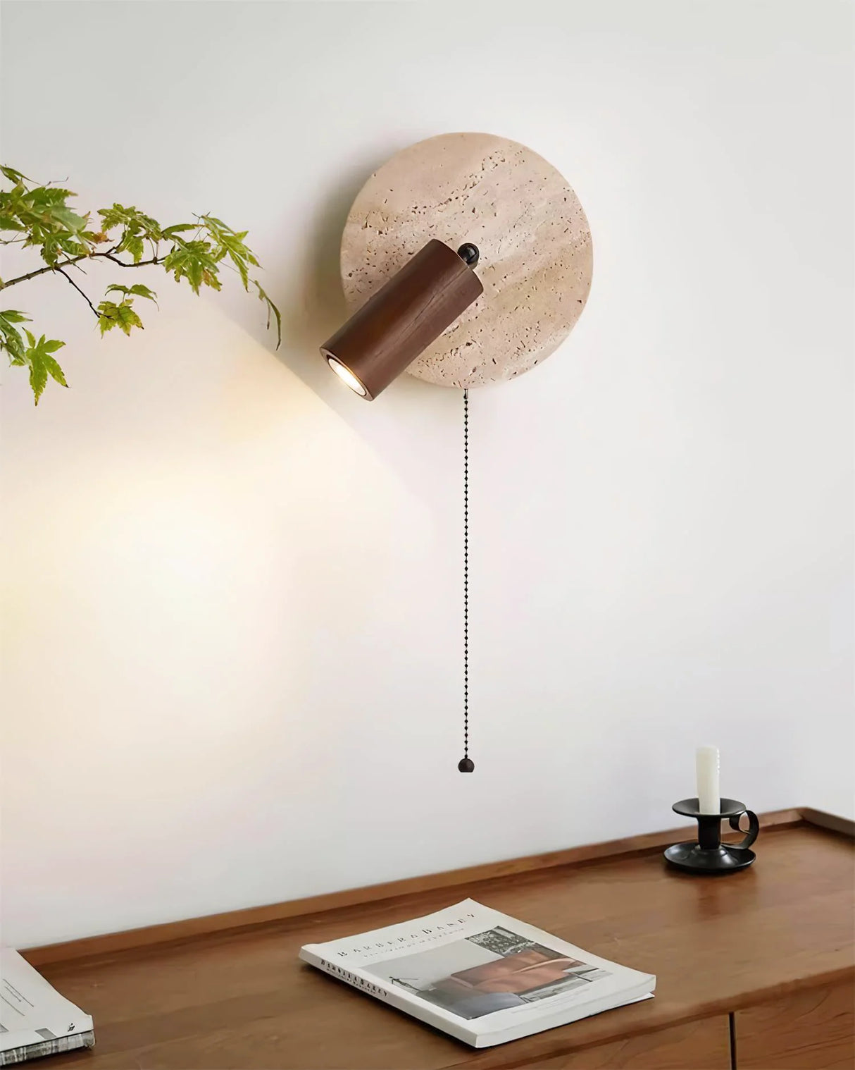 Round Miadi Travertine Wall Lamp