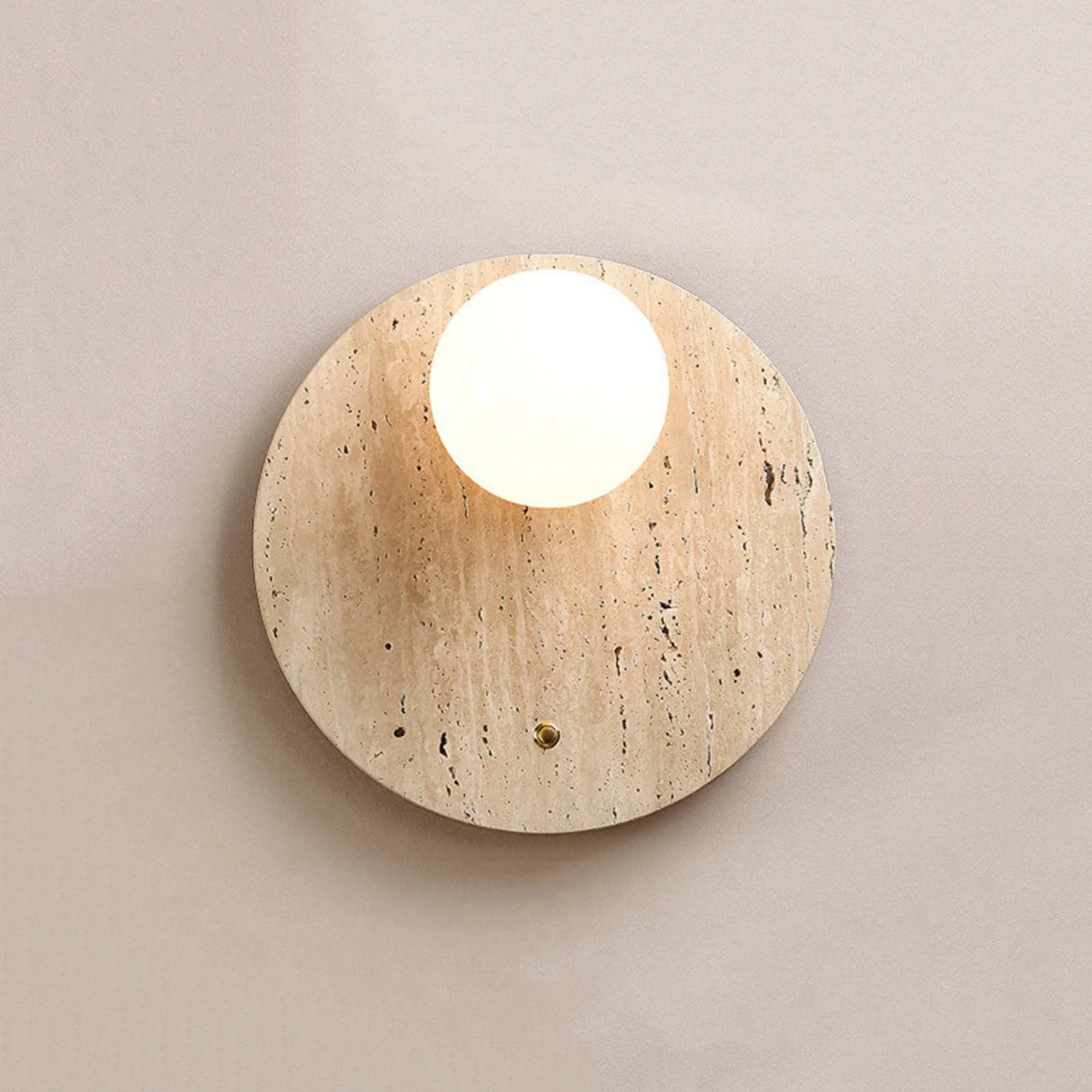 Round Oval Travertine Wall Lamp