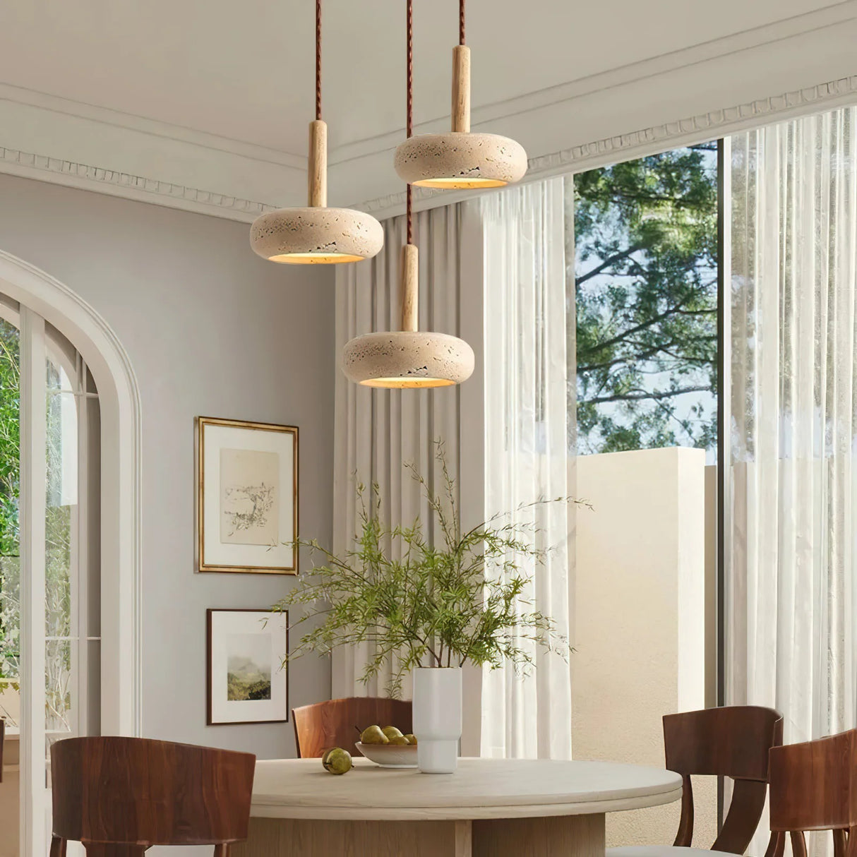 Round Travertine Pendant Light