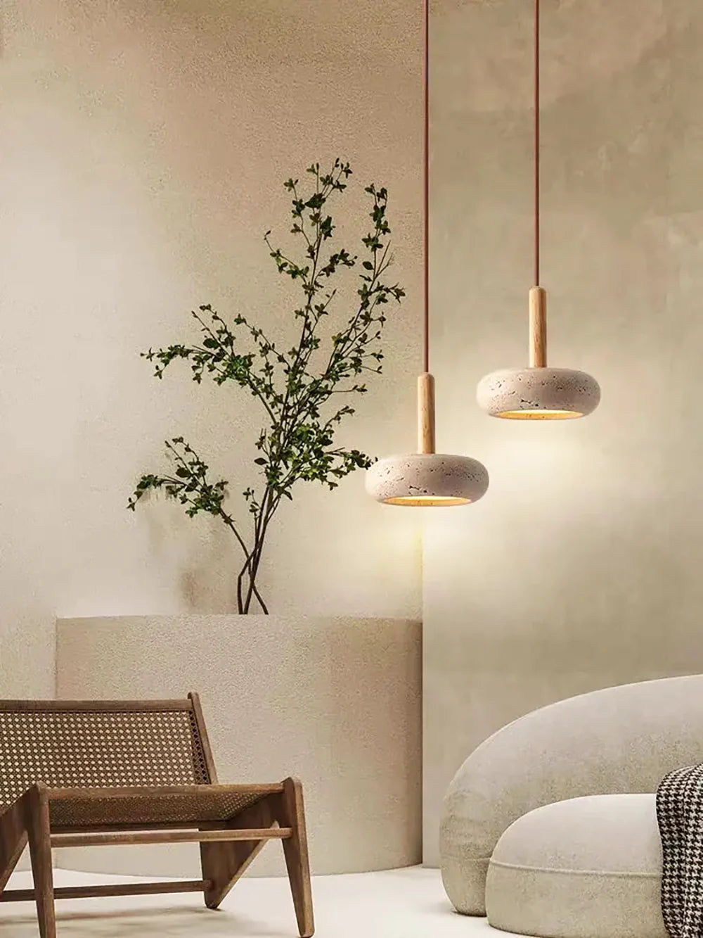 Round Travertine Pendant Light