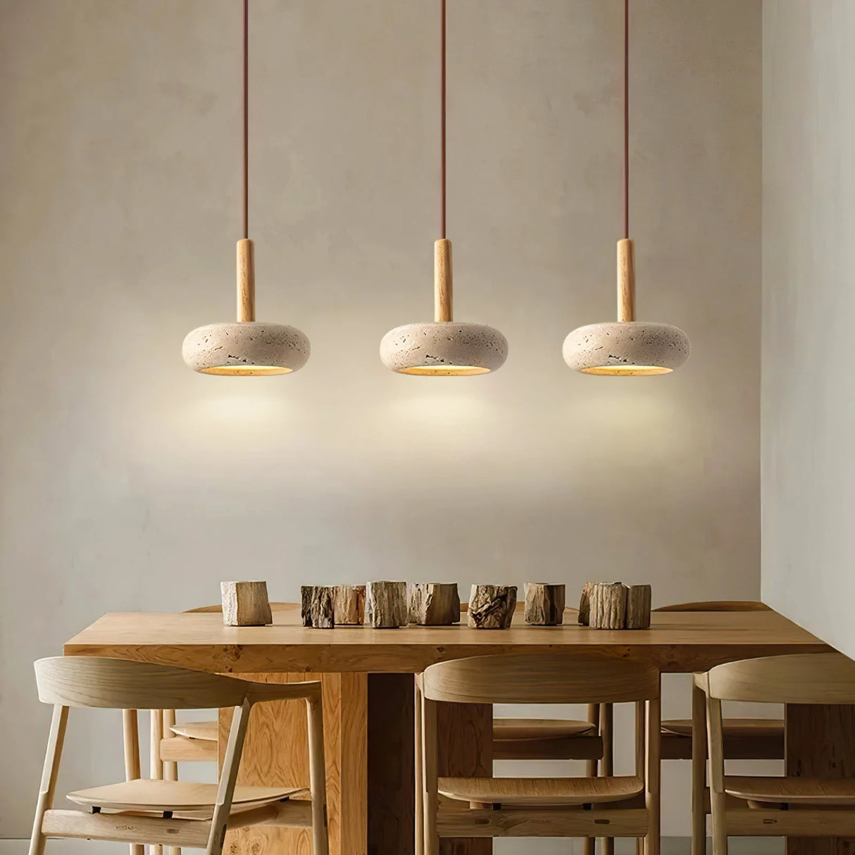 Round Travertine Pendant Light