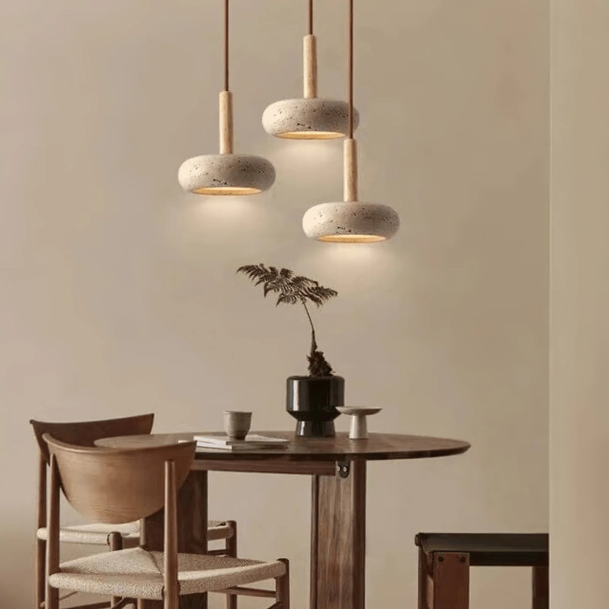 Round Travertine Pendant Light