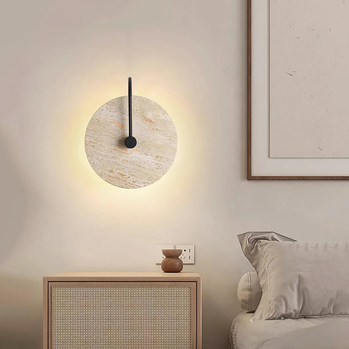 Round Travertine Wall Lamp