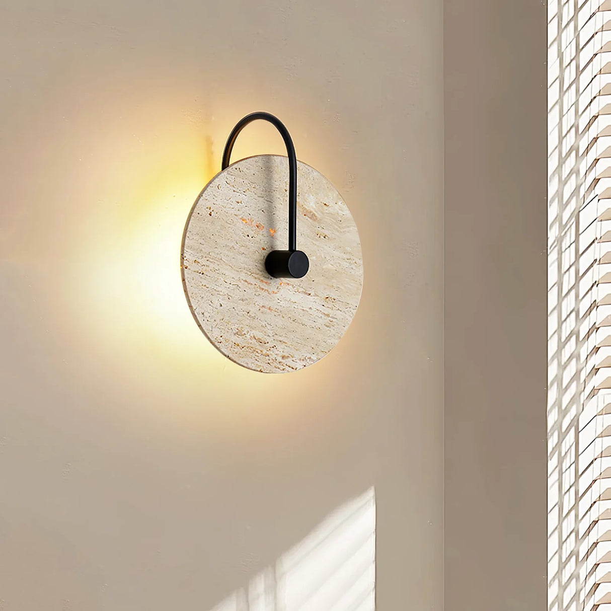 Round Travertine Wall Lamp