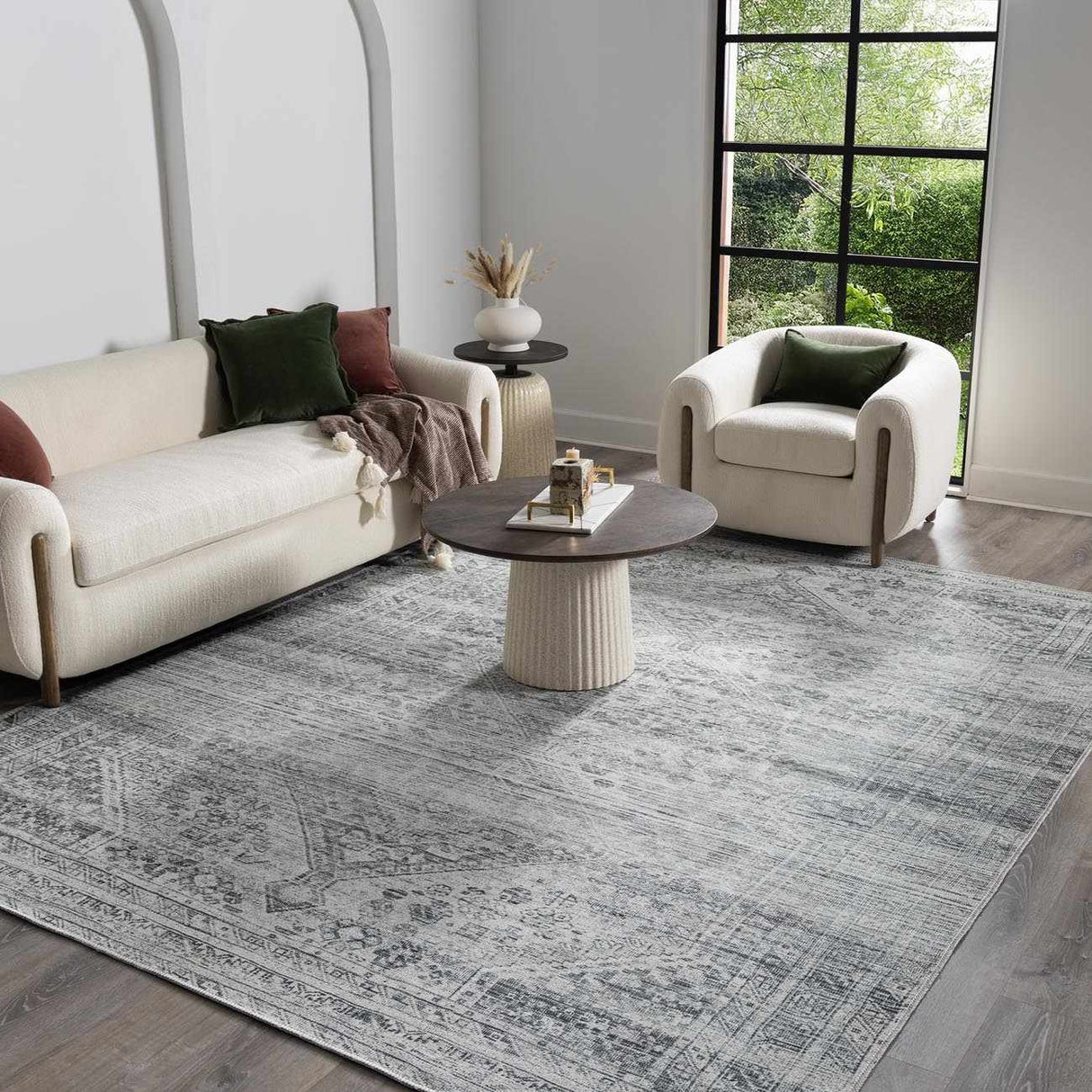 Barny Gray Blue Washable Rug