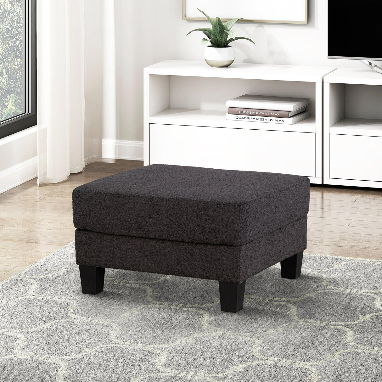 Dark Gray 3-Piece Sofa Set with Storage Ottoman & USB Charging