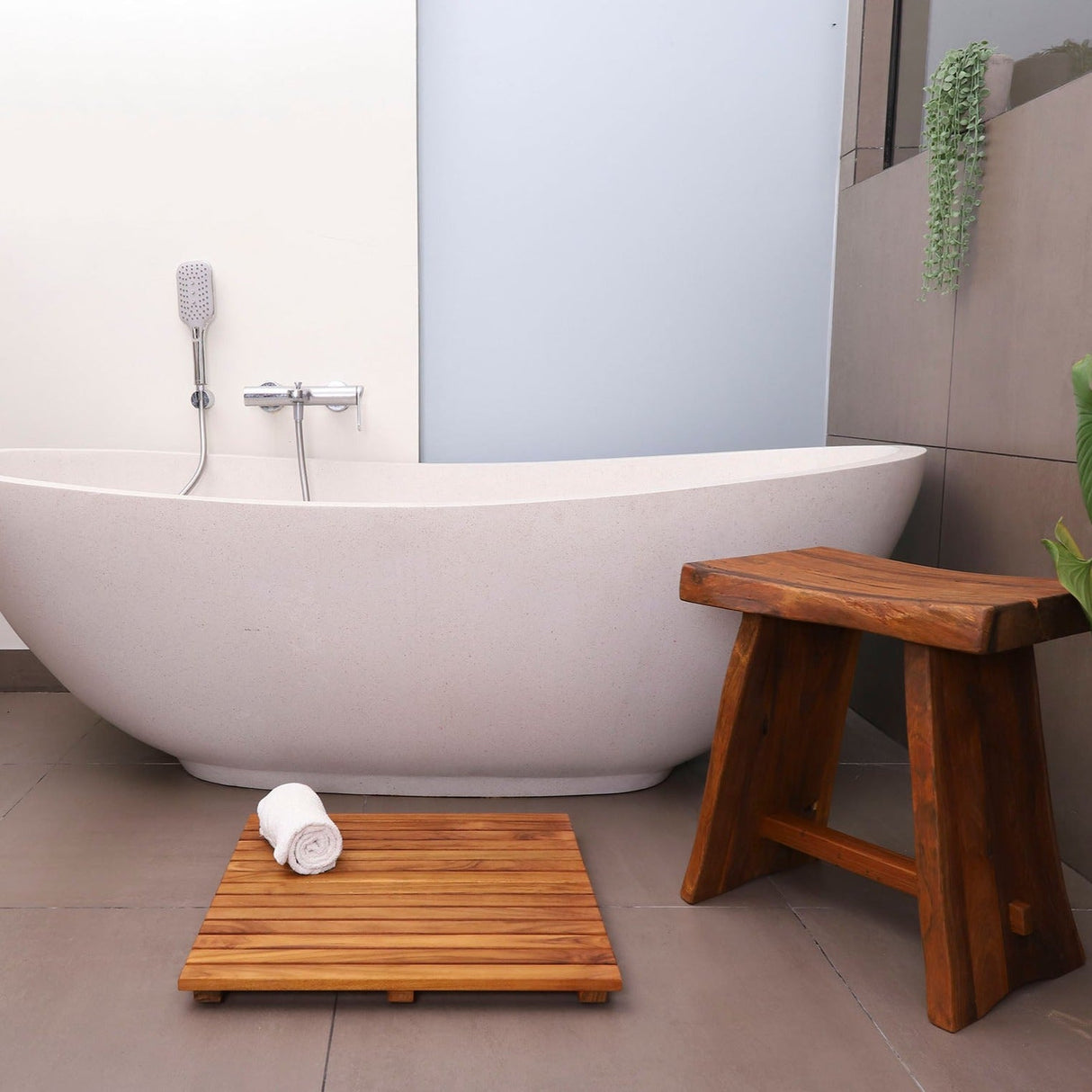 Redfish Oiled Teak Shower and Bath Mat 19.6″ x 19.6″