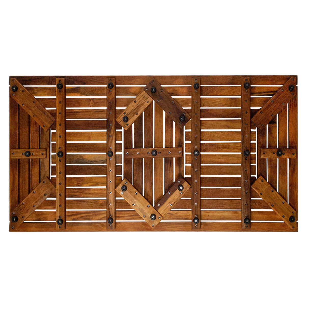 Denver Oiled Double Framed Teak Shower and Bath Mat 39" x 19"