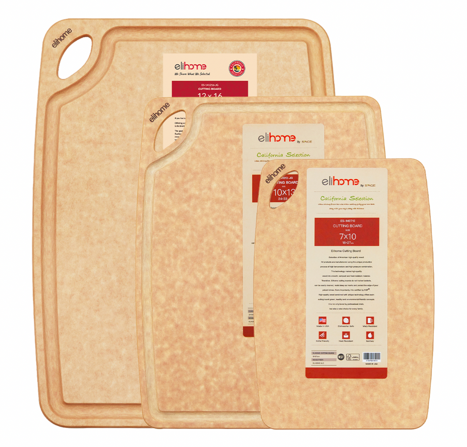 Classic Series 3 Piece Cutting Board Set(S+M+L)