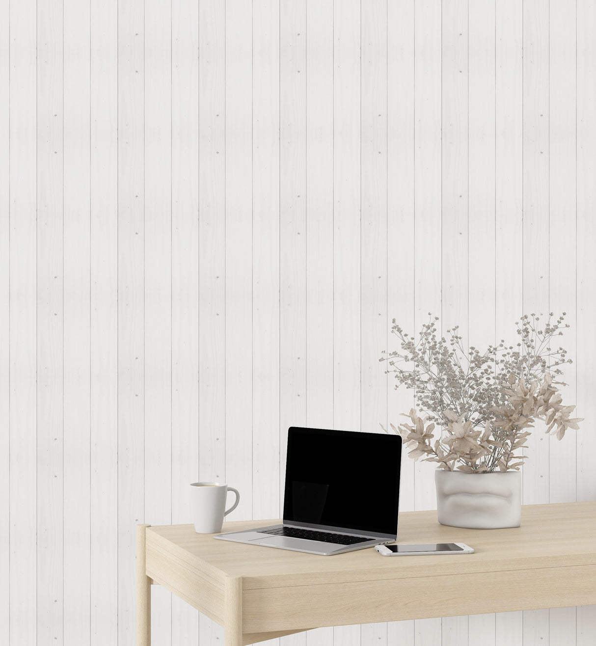 Seamless White Shiplap Wallpaper