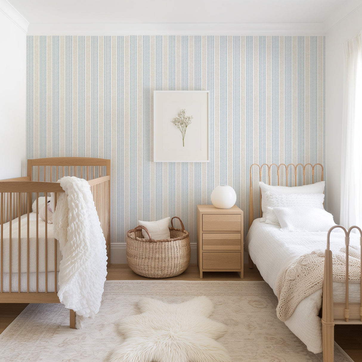 Nantucket Stripe Wallpaper - Classic Coastal Farmhouse Wallcovering