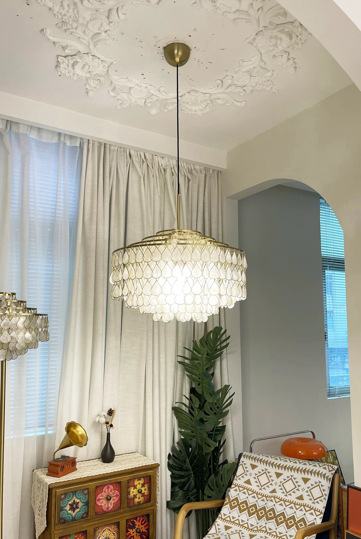 Teardrops Tiered Shell Pendant Light