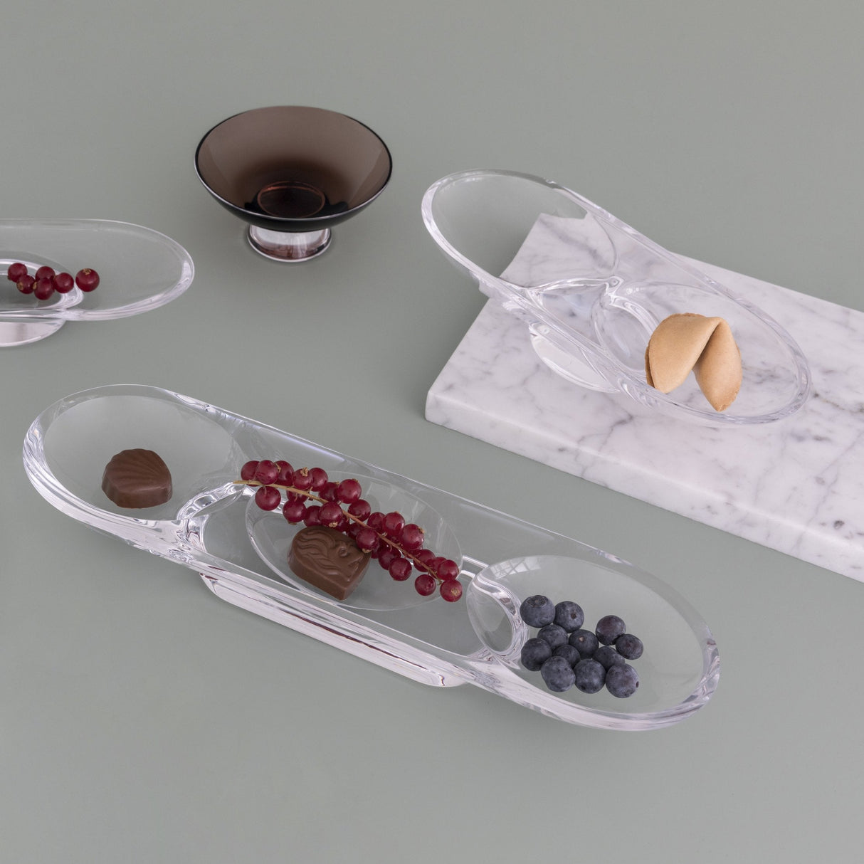 Silhouette Compartment Tray 3 Sections Curved