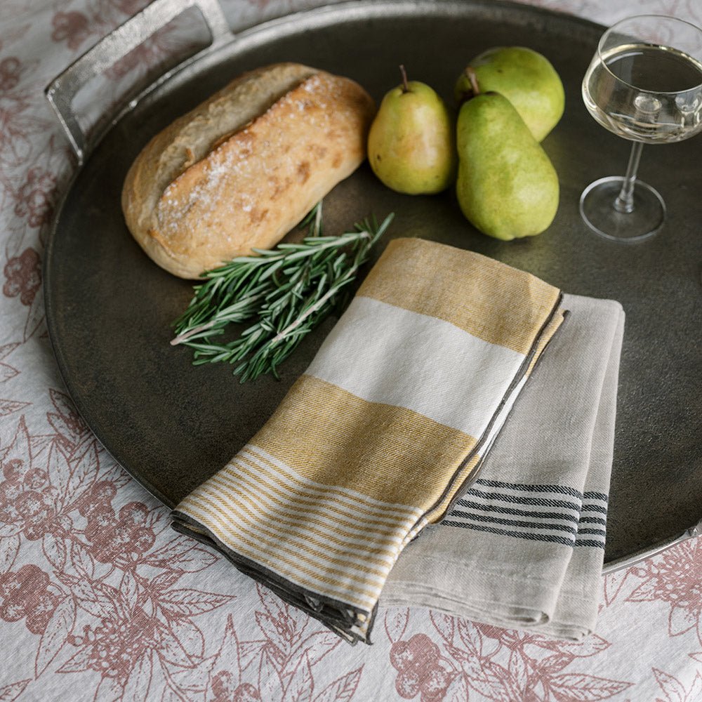Striped Napkins, Yellow and Ivory