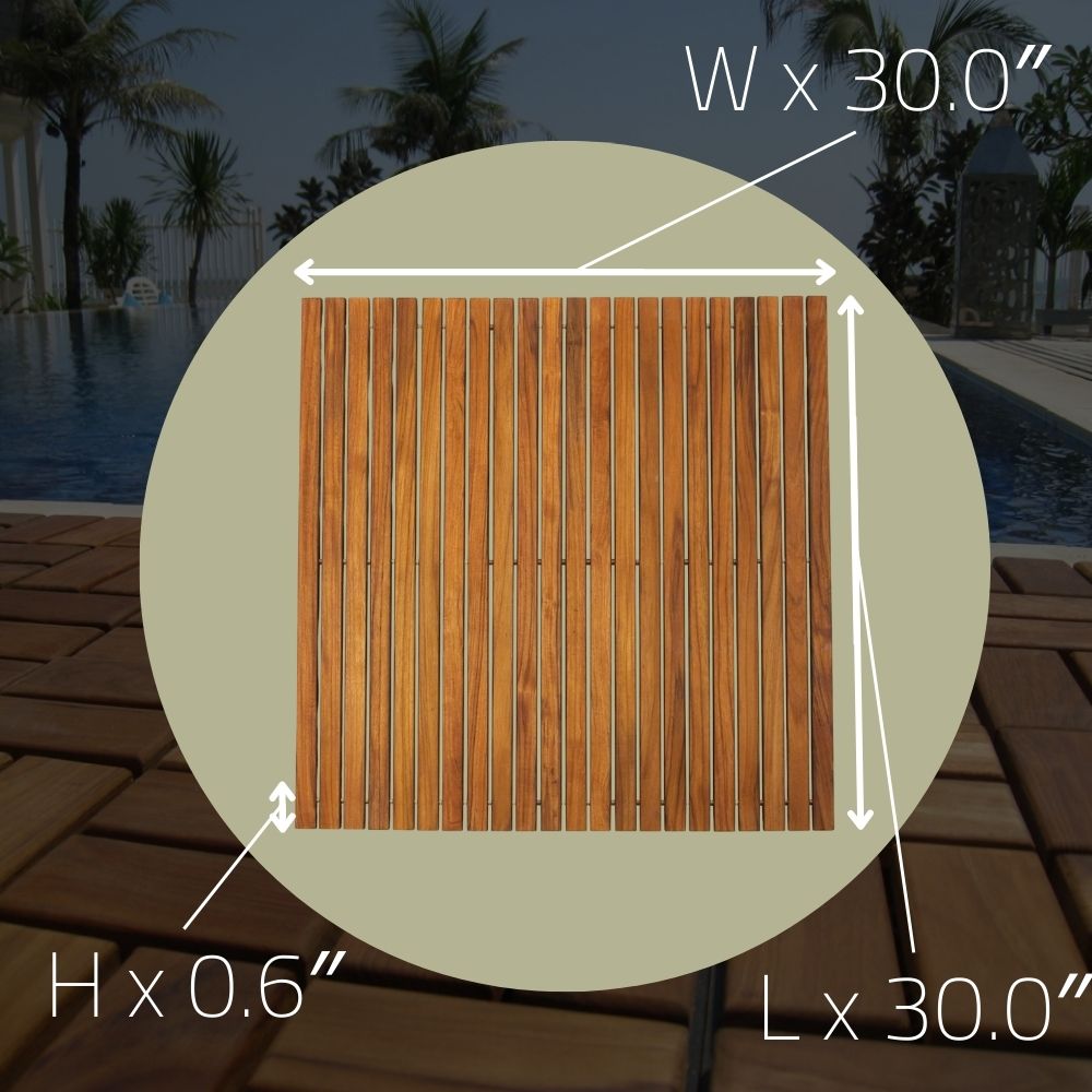 Sapporo Teak Shower and Bath String Mat with Rubber Footing 30″ x 30″