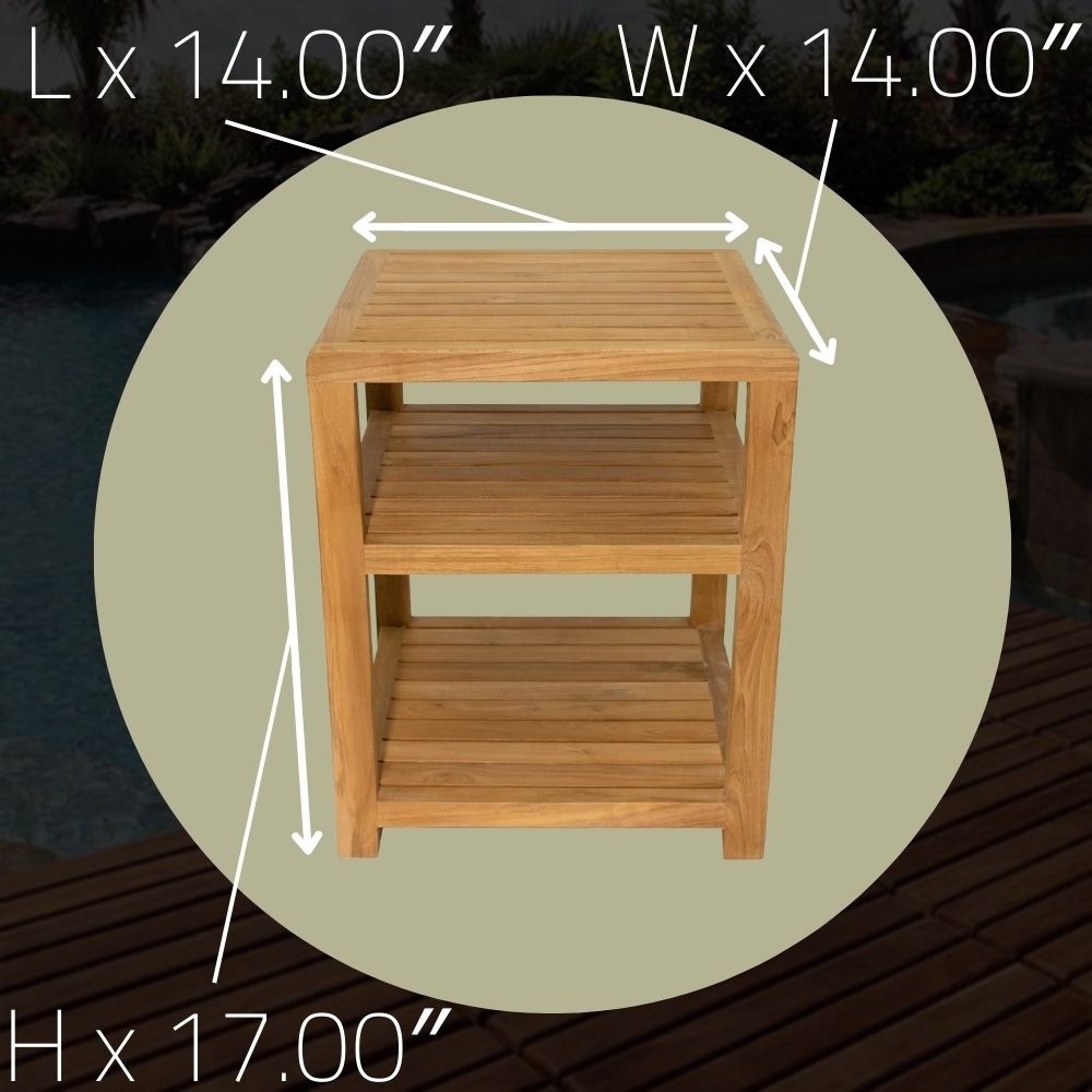 Charleston Natural Teak Spa/Bathroom - Under Sink - Storage Bench - 14"