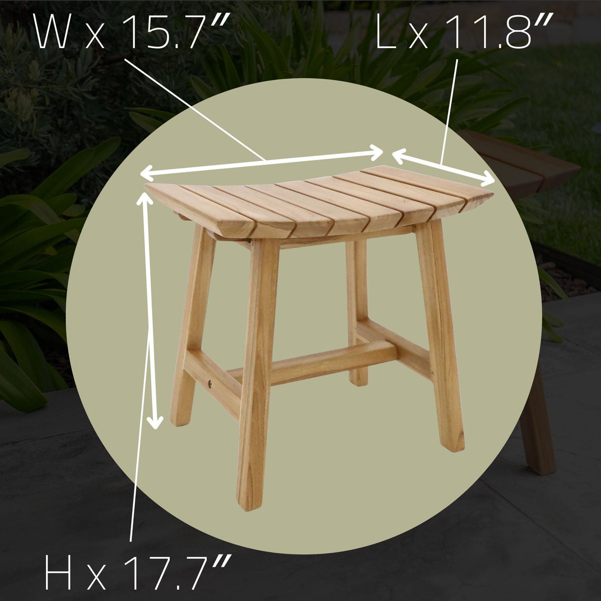 Phoenix Natural Teak Shower and Bath Slatted Stool
