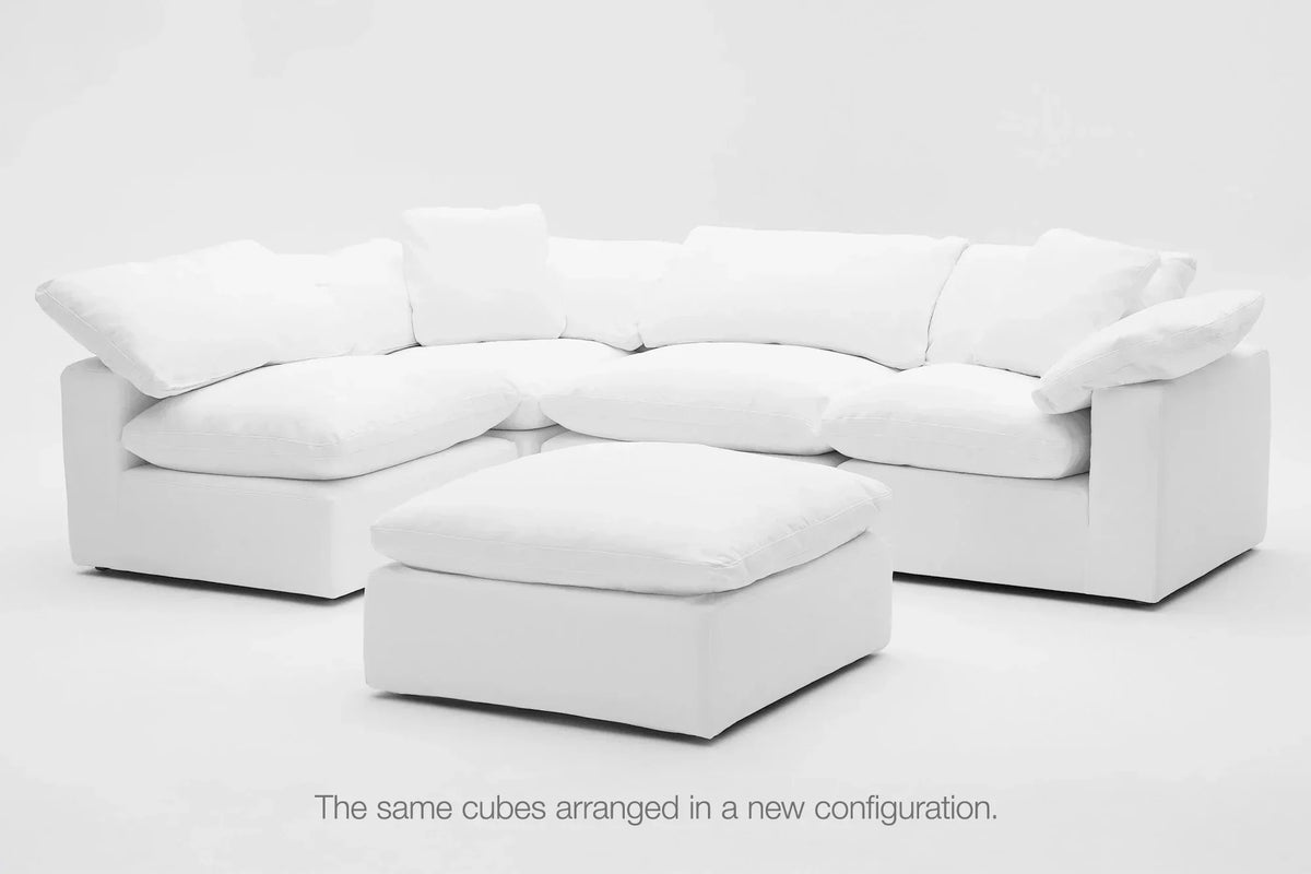 5-Cube Modular U-Sofa Armless & Ottoman Chaise