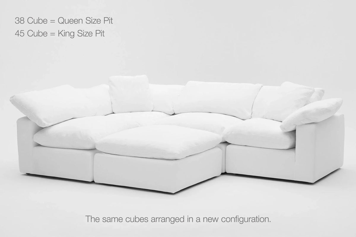 5-Cube Modular U-Sofa Armless & Ottoman Chaise