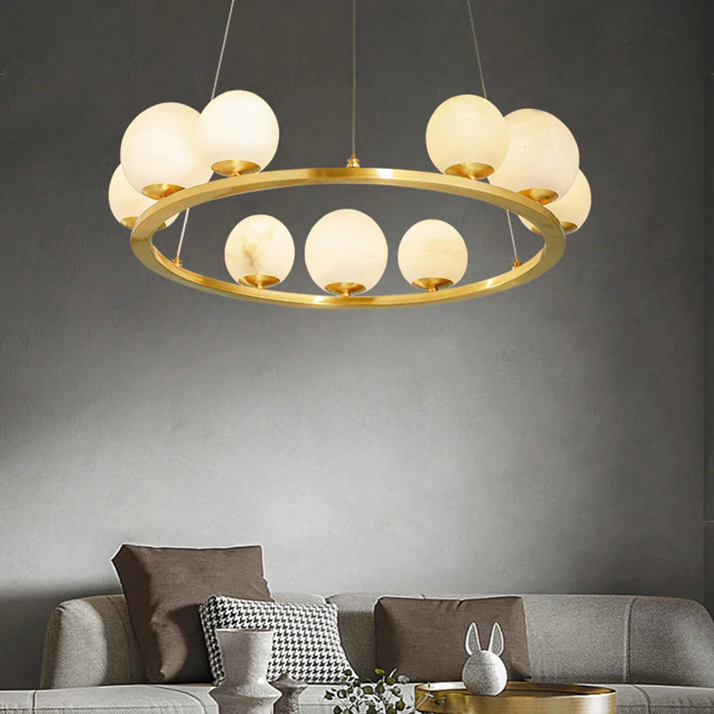 Spherical Tagliato Alabaster Chandelier
