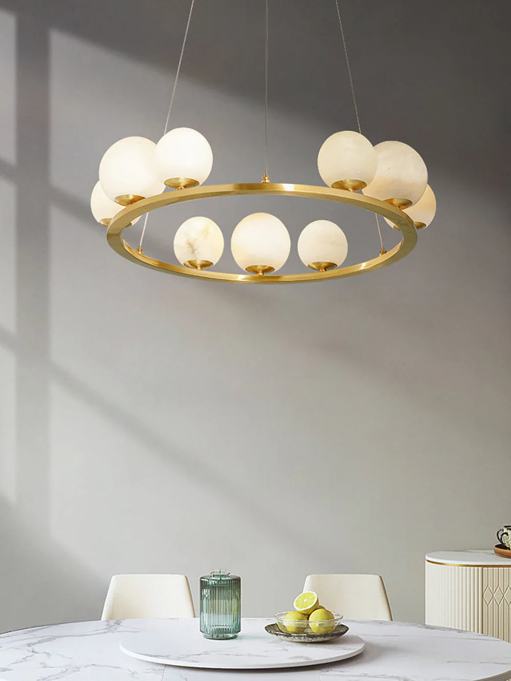 Spherical Tagliato Alabaster Chandelier