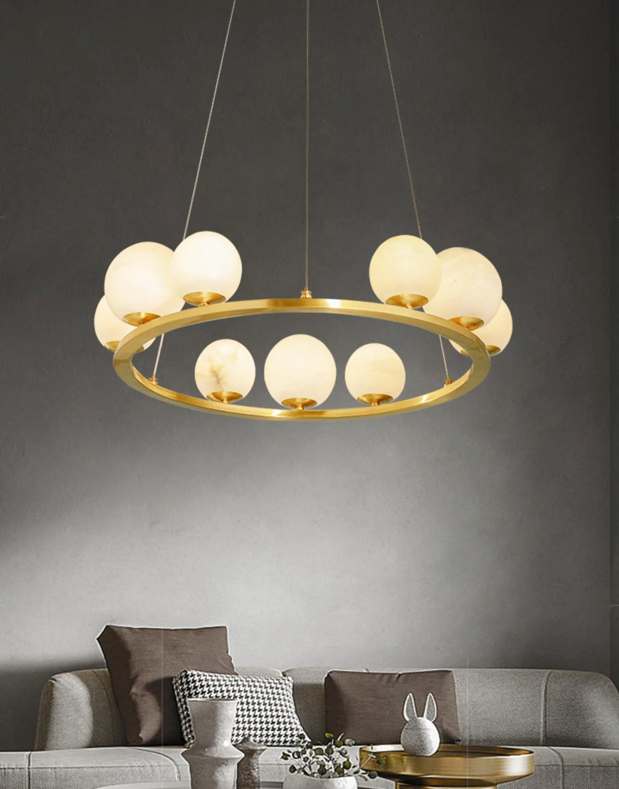 Spherical Tagliato Alabaster Chandelier