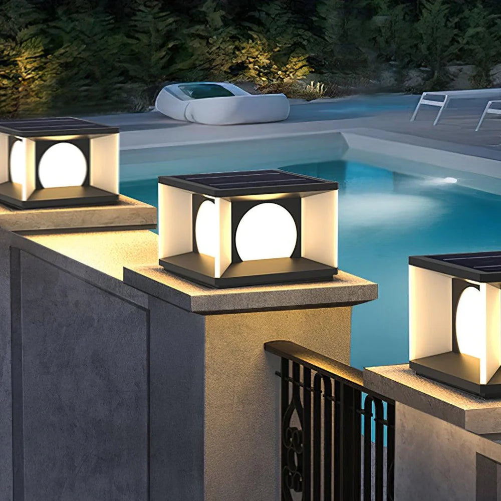 Square Courtyard Eclipse Cube Outdoor Lamp