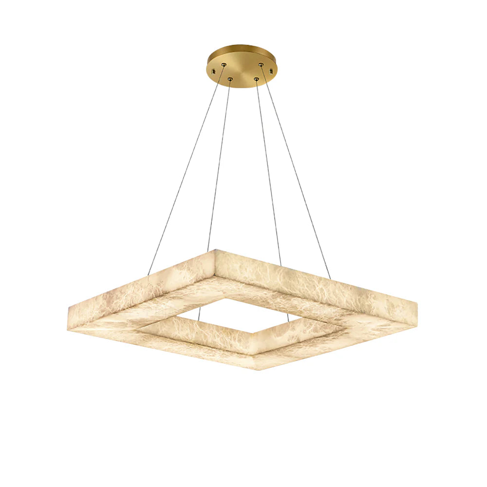 Square Modern Alabaster Chandelier