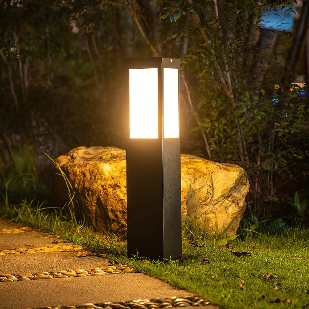 Square Modern Bollard Outdoor Light