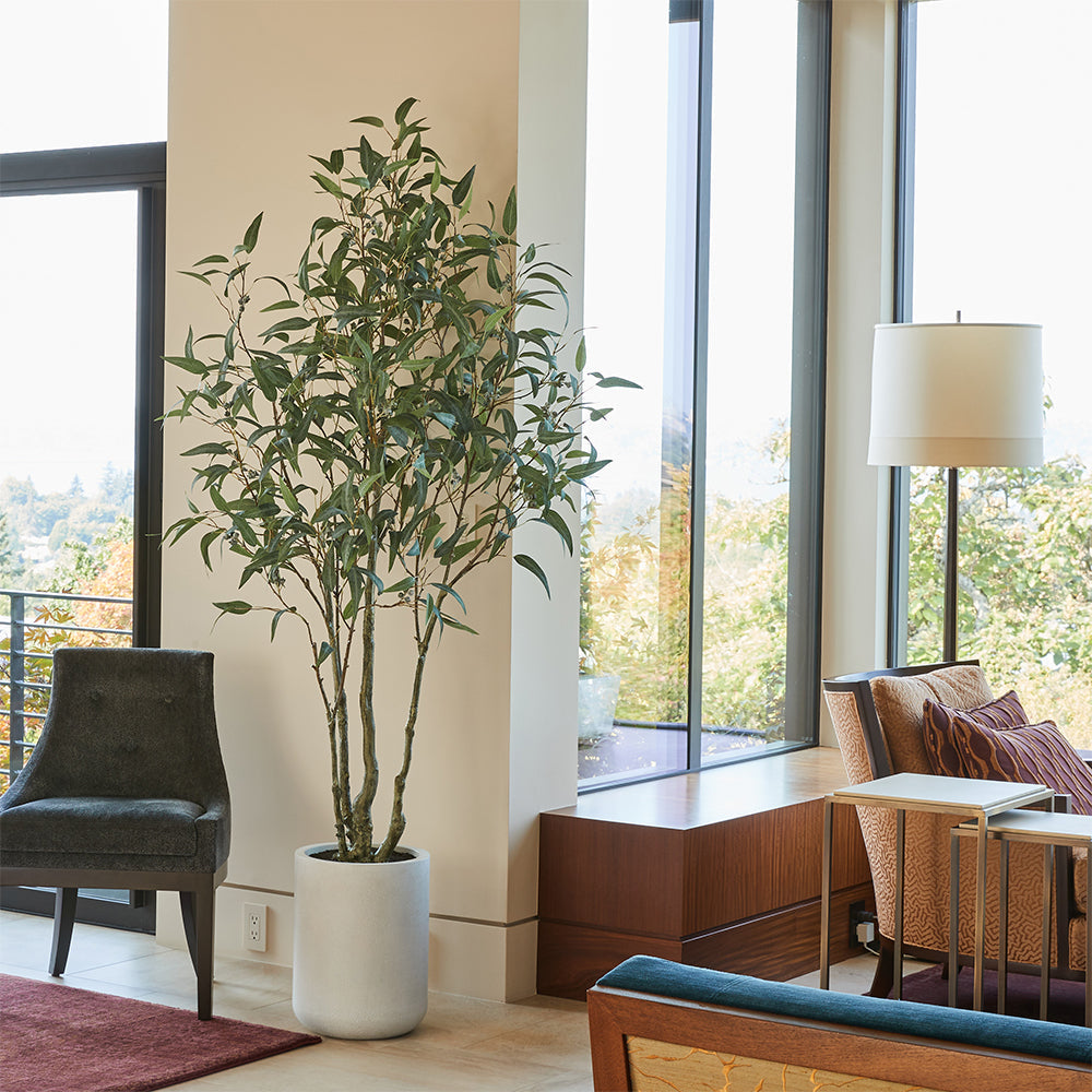 7' Artificial Willow Eucalyptus Tree with Artisan Planter