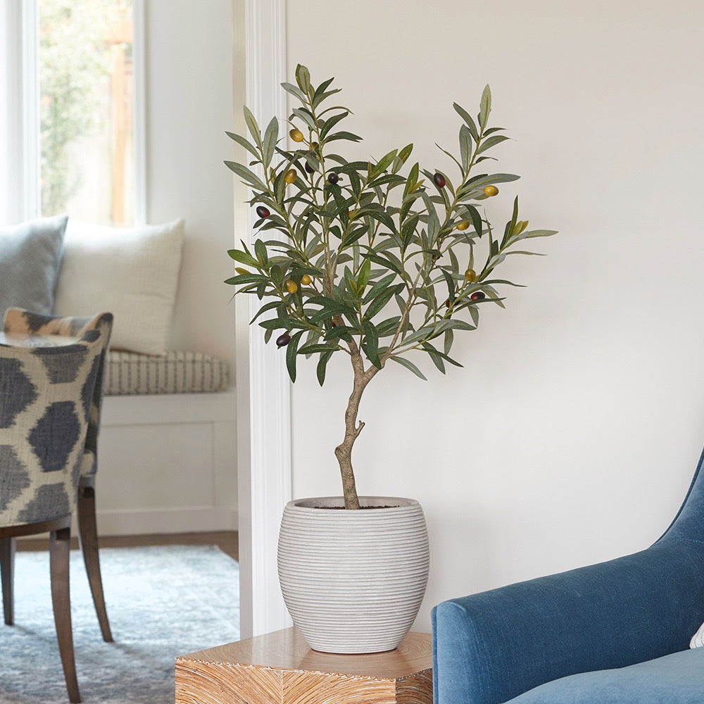 Artificial Olive Topiary Tree with Mediterranean Pot