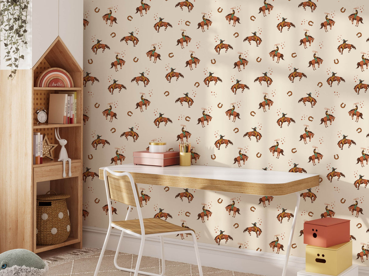 Western Rodeo Wallpaper - Wild West Adventure | Traditional or Peel and Stick Removable