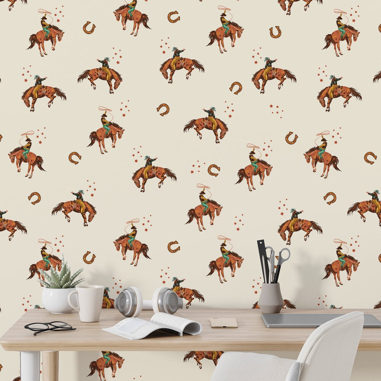 Western Rodeo Wallpaper - Wild West Adventure | Traditional or Peel and Stick Removable