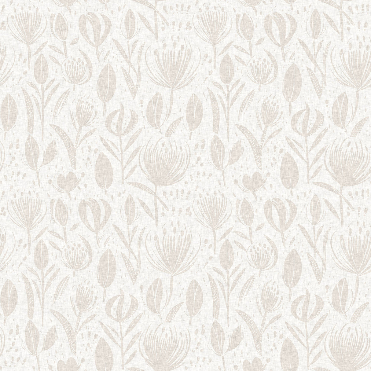 Boho Chic Neutral Floral Wallpaper