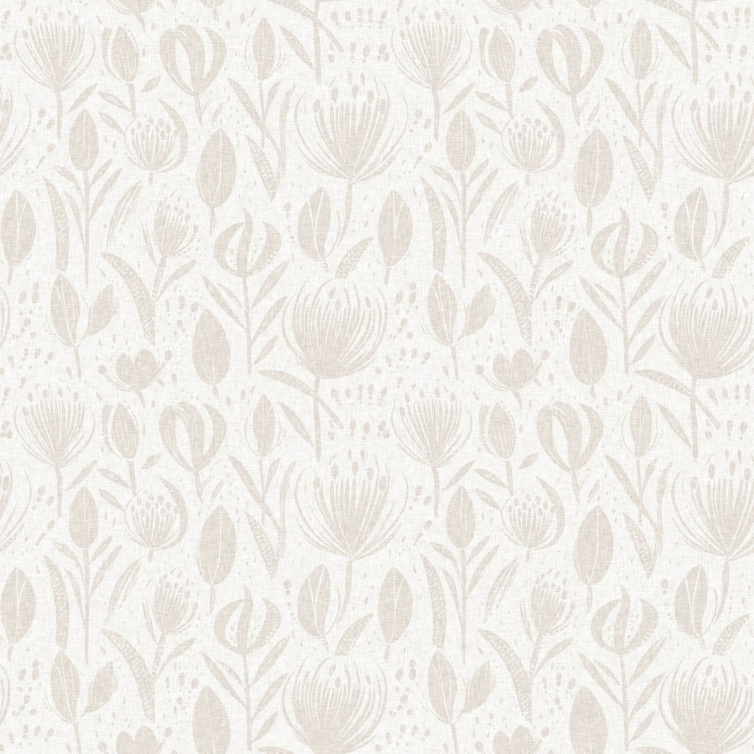 Boho Chic Neutral Floral Wallpaper