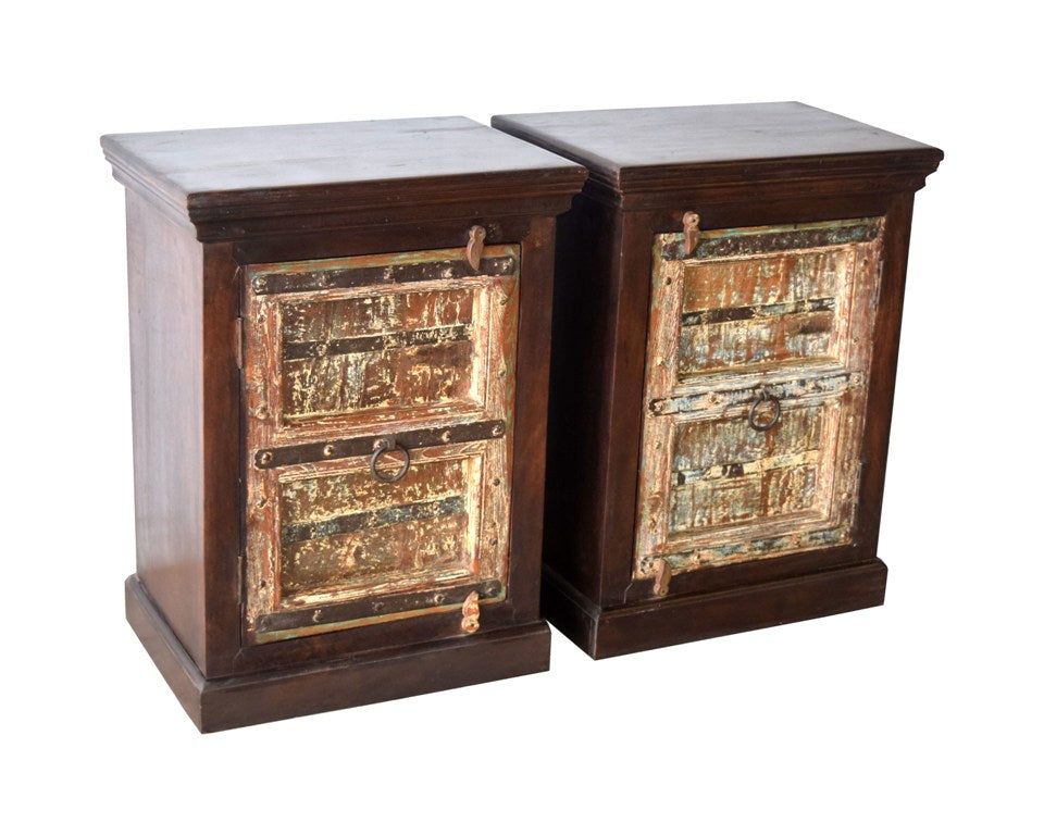 Distressed Antique Door Repurposed Rustic Solid Wood Nightstand